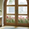 Autocollants de fenêtre imprimés floraux colorés, 40x110cm, pour salle de bain, chambre à coucher, Style pastoral, verre à fleurs, décoration de maison