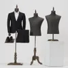 2style Male mannequin body half length model suit trousers Pants rack display clothing store wood dase Adjustable height ONE PIE2358