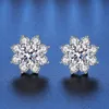 100% Real 925 Sterling Silver Moissanite Sunflower Earrings Women Luxury Fashion Lab Diamond Stud Earring Jewelry Gift brincos