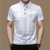 Mens Polos Summer T Shirts For Men Short Sleeve Turndown Collar Letter Printing Button Randig Polo Tees Fashion Pullover Tops