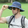 Summer Men Bucket Hat Belt Dekorat oddychający 9 cm duży brzeg słońca Sport na świeżym powietrzu Cap wędkarski Antiuv Male Caps 240318