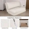 LOVMOC Fluffy Bean Bag Sofa Bed, Foldable Floor Mattress with Washable Soft Faux Fur Cover, Cream Color