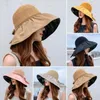 Bérets Chapeau de pêcheur pour femmes, protection solaire Anti-UV, ficelle de fixation réglable, chapeaux seau à gros bord, couvre-chef de plage