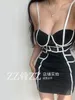 Casual Dresses Womengaga Sexy Elegant Women's Hollowed Out Splice Contrast Color Sling Dress Nightclub Girl 2024 Fashion Korean 8kcl