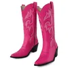 Bottes Ippeum Western Cowboy chaussures blanches pour femmes en violet Botas genou haute Cowgirl rose Bota Texana Country Feminina 2024