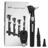 Ophtalmoscope à fibre optique Otoscope Set LED Ear Eye Examinati Dispositifs Cleaner Tool Kit de lentilles d'ophtalmoscope avec 8pcs Cache-oreilles e10e #