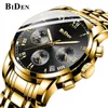 Montres-bracelets 2024 Biden Mode Hommes Quartz Acier inoxydable Homme Montres Calendrier étanche Horloges lumineuses Mouvement