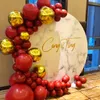 Dekoracja imprezowa 119pcs Ruby Red Chrome Gold Balon Arch 10 cal/18 cali/36 cali balony girland Zestaw ślubny Baby Shower