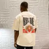 2023ヒップホップファッションブランドRHUDEトランププリントプリントハイストリートアメリカンカップルルーズメンズアンドレディースTシャツ