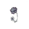 Anéis de cluster Glorious Blooms com joias de prata esterlina 925 CZ multicoloridas