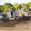 Camp Furniture 8FT Folding Tables Table Pliante Heavy Duty With Carrying Handle Black Picnic Camping Supplies Desk Chair Outdoor