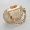 Pearl Acrylic Clutch Marble Handväskor Egg Form Kvinnor Evening Bag Wedding Walls Party Prom Purses Drop 240305