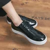 Casual Shoes Spring and Autumn High Quality Patent Leather Men's Lace-Up Sneakers Green Carved Sole Designer
