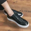 Casual Shoes Spring And Autumn High Quality Patent Leather Men's Lace-Up Sneakers Green Carved Sole Designer