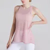 Active Shirts Femmes Yoga chemise sans manches T-Shirt mince lâche Sport gilet maille respirant course débardeur filles fendu gymnase Fitness hauts