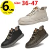 Sapatos homens booster tênis tênis grossa sapatos de elevador altura Aumentar a palmilha de 6cm Man Lift Couro alto Autumno da primavera PLUS TAMANHO 3647