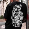 American Hiphop Rock Street Camiseta de manga curta Verão Retro Tatoo Chicano Graffiti Puro Algodão Casual Top Roupas Masculinas 240313