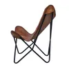 Cadeira dobrável com apoio de braço de couro marrom tímido/borboleta de couro decoração de casa/feita à mão (com suportes dobráveis) acampamento caminhadas - cadeira