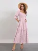 Casual Dresses Women S Long Sleeve Maxi Dress Square Neck Flower Embroidered Backless Bohemian Flowy Elegant Beach