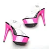 Leecabe – chaussures de danse Sexy à talons hauts de 6 pouces, strip-teaseuse de 15CM avec plateforme de couleur rose pour Pole Dancing ou spectacle de modèles