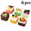 Decorative Flowers 6PCS Artificial Cake Lovely Realistic Prop Dessert Refrigerator Magnet