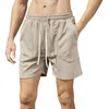 Shorts masculinos verão grande bolso de malha retro cintura elástica esportes solto casual calças trimestre carga bermuda masculina