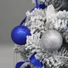 Décoration de fête 24 pièces décorations de noël 3/4/5/6/8 cm baril ensemble de boules en plastique galvanisé pendentif d'arbre