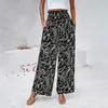 Summer Wear Womens Pants Custom Printed Wide Leg Casual Flowy med fickor