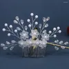 Hair Clips Bridal Handmade Flower Comb Female Luxurious Strong Hold Crystals Flowers Piece For Birthday Stage Party Hairstyle