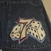 Streetwear jnco jeans y2k calças dos homens hip hop gráfico remendo retro azul baggy jeans harajuku gótico cintura alta calças largas 240322