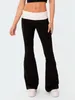 Spodnie damskie kobiety rozszerzone swobodny kontrast kolor elastyczne talia botty botkowce butcut spodnie Y2K Streetwear