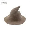 BERETS 2024 EST KVINNER Modern Witch Wool Hat Foldbar kostym Sharp Pointed Felt Halloween Party Hats Warm Cap