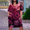 Sıradan Elbise Çiçek Elbise Kadın Moda Afrika Partisi Akşam Çiçek Gül Sundress Zarif Avrupa Tarzı Vestidos Harajuku
