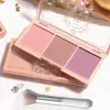 3 colores Mate Blush Paleta Pequeña Tierra portátil Sombra de ojos roja Maquillaje Ctour Sombra Multifunctial Face Rouge con pincel R1Uy #