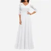 Casual klänningar Elegant spetschiffong skarvad lång klänning för kvinnor 2024 Summer Solid Color Wedding Evening Party Vestidos de Fiesta