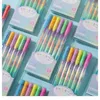 6pcs Sparkly Gel Pens 6 Colors Fine Point Gradient Highlighter Markers Colored Ink Penc Painting Graffiti Marker Pen