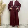 Vêtements ethniques Luxe Diamant Perles Musulman Pour Femmes Cardigan Ouvert Kimono Maxi Robe Abaya Turquie Dubaï Kaftan Robe Arabe Fête Jalabiya