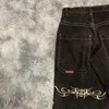 JNCO Jeans Y2k Hip Hop Stampa grafica Gotico Nero Jeans larghi Pantaloni retrò Uomo Donna Streetwear Pantaloni a gamba larga a vita alta 240320