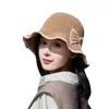 Береты для девочек, складная оптовая продажа, панама, элегантная повседневная уличная дышащая лента с лентой, летняя соломенная шляпа-ведро с зонтиком, кепка для женщин