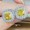 Orecchini per borchie Vinreregem Crush Cut Lab Citrine Sapphire Gemstone Women Womks 925 Sterling Silver Fine Jewelry Wholesale all'ingrosso