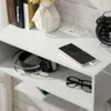 Alimorden flytande bord USB -port, väggmonterad hylla med låda förvaring, sovrum industriellt sängbord, vitt
