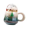 Tazze Tazza in ceramica natalizia con manico e coperchio, capacità 17 once, succo di cioccolato al latte