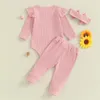 Clothing Sets Born Infant Baby Girls Fall Clothes Long Sleeve Romper With Bow Pants And Headband Set Outfit