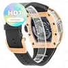 Reloj de pulsera con movimiento RM Rm11-02 para hombre, oro rosa de 18 quilates, calendario, mes, doble zona horaria, automático, RM1102