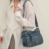 Sacos de ombro moda casual denim bolsa feminina senhora bolsas mensageiro jeans feminino tote cowboy