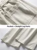 Pantalons pour hommes toutes saisons Jeans en coton blanc jambe droite ample large multi-poches vêtements de travail version coréenne d'une centaine de doux