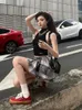 Skirts Korean Streetwear Women Jean Mini Skirt Grunge Girl Fashion Asymmetrical A-Line Denim Patchwork Plaid Casual Chic Cyber