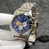 Air Chronomat Patrouille Orologio cronografo Navitimer di qualità al quarzo bicolore quadrante blu 50esimo anniversario orologio da uomo cinturino in acciaio Mens296S