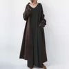 Robes décontractées Robe longue surdimensionnée pour femmes Coupe ample Style simple Tricot côté fendu Maxi Dames Couleur unie Robe Robe Femme