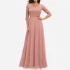 Casual Kleider Elegante Spitze Chiffon Gespleißt Langes Kleid Für Frauen 2024 Sommer Einfarbig Hochzeit Abend Party Vestidos De Fiesta